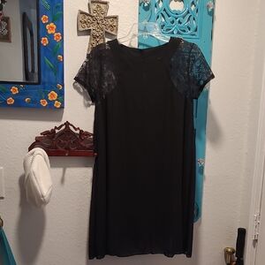 Elegant Black Lace Sleeve Dress